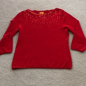 RUBY RD - Red Sequins Lightweight Sweater